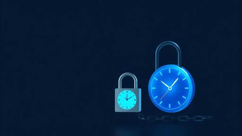 Governance timelocks and how to size them Timelock contract shown as a clock fused with a padlock on a blockchain