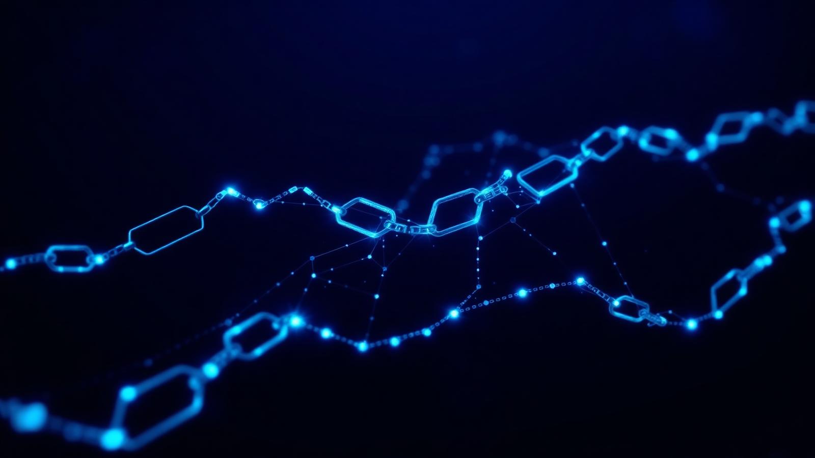 Glowing blockchain chain links